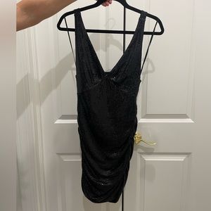 Black, sparkly cocktail party dress